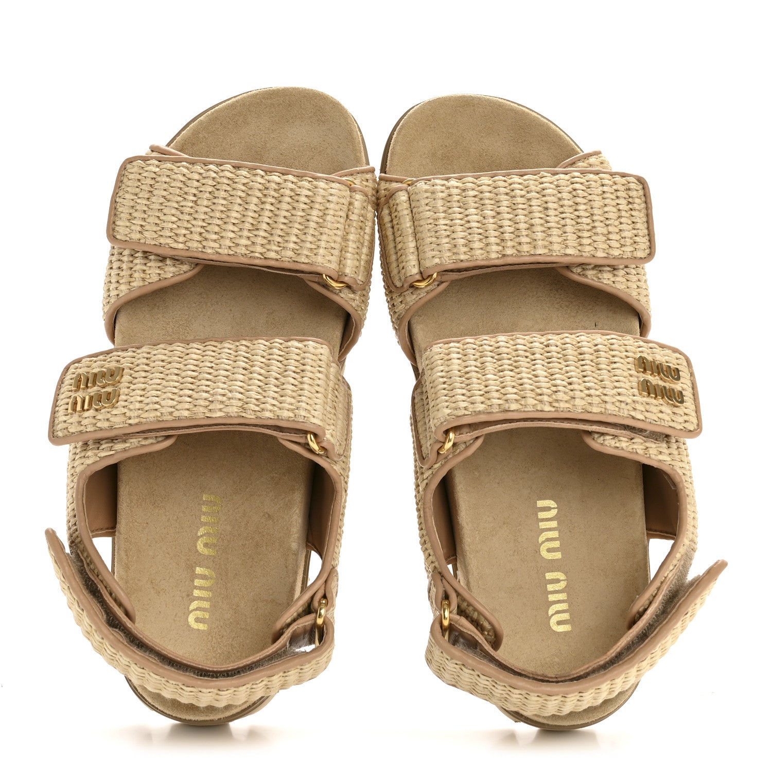 Miu Miu Raffia Sporty Sandals 38 Naturale 2 of 8
