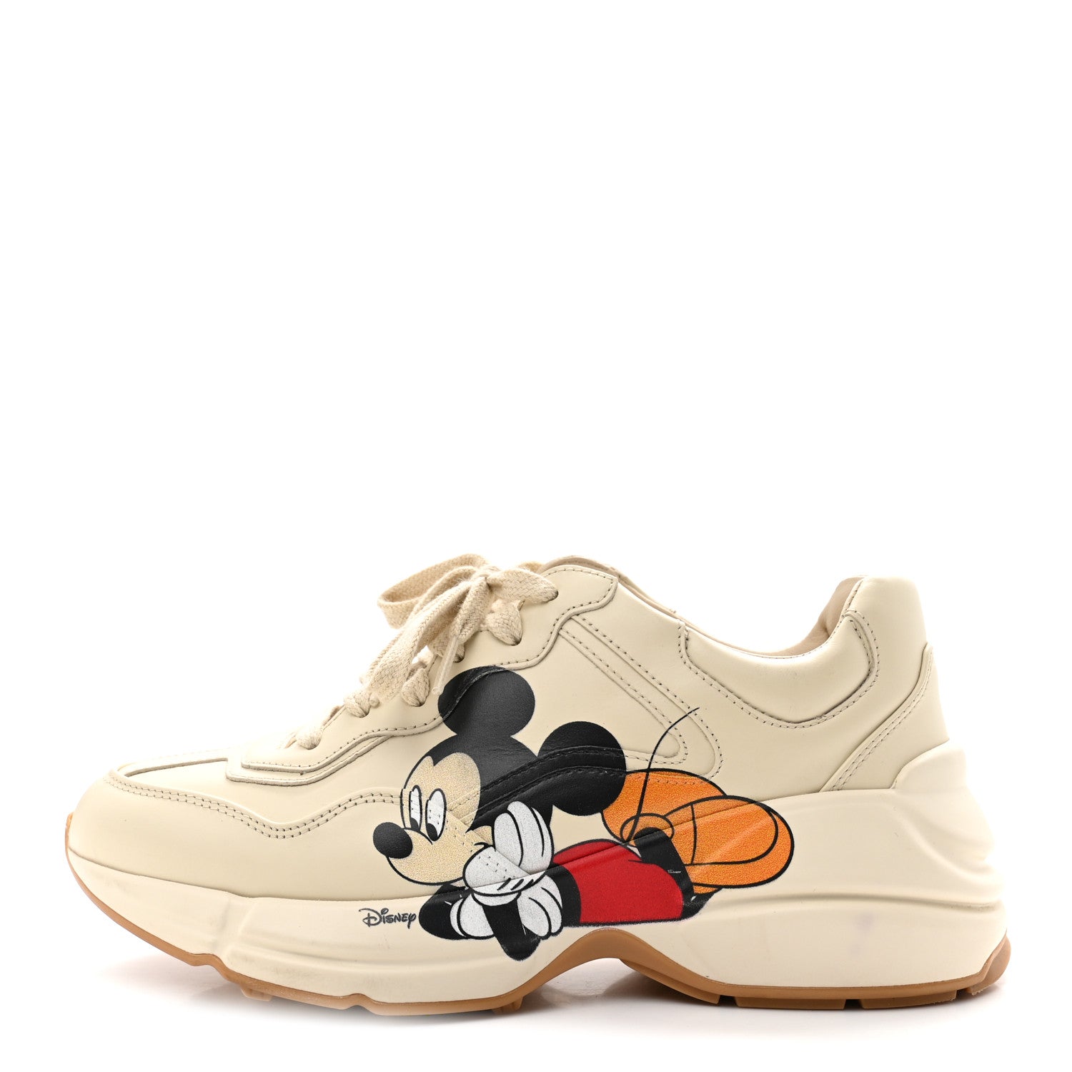 Gucci X DISNEY Calfskin Mickey Mouse Womens Rhyton Sneakers 36.5 Ivory 1 of 10