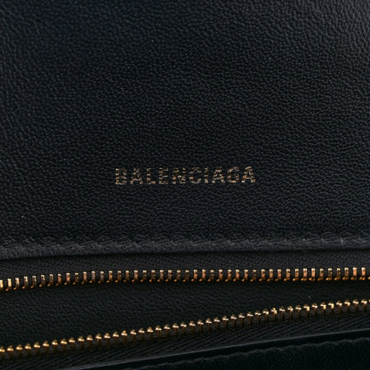 Balenciaga Shiny Calfskin Crocodile Embossed Small Hourglass Top Handle Bag Black 6 of 11