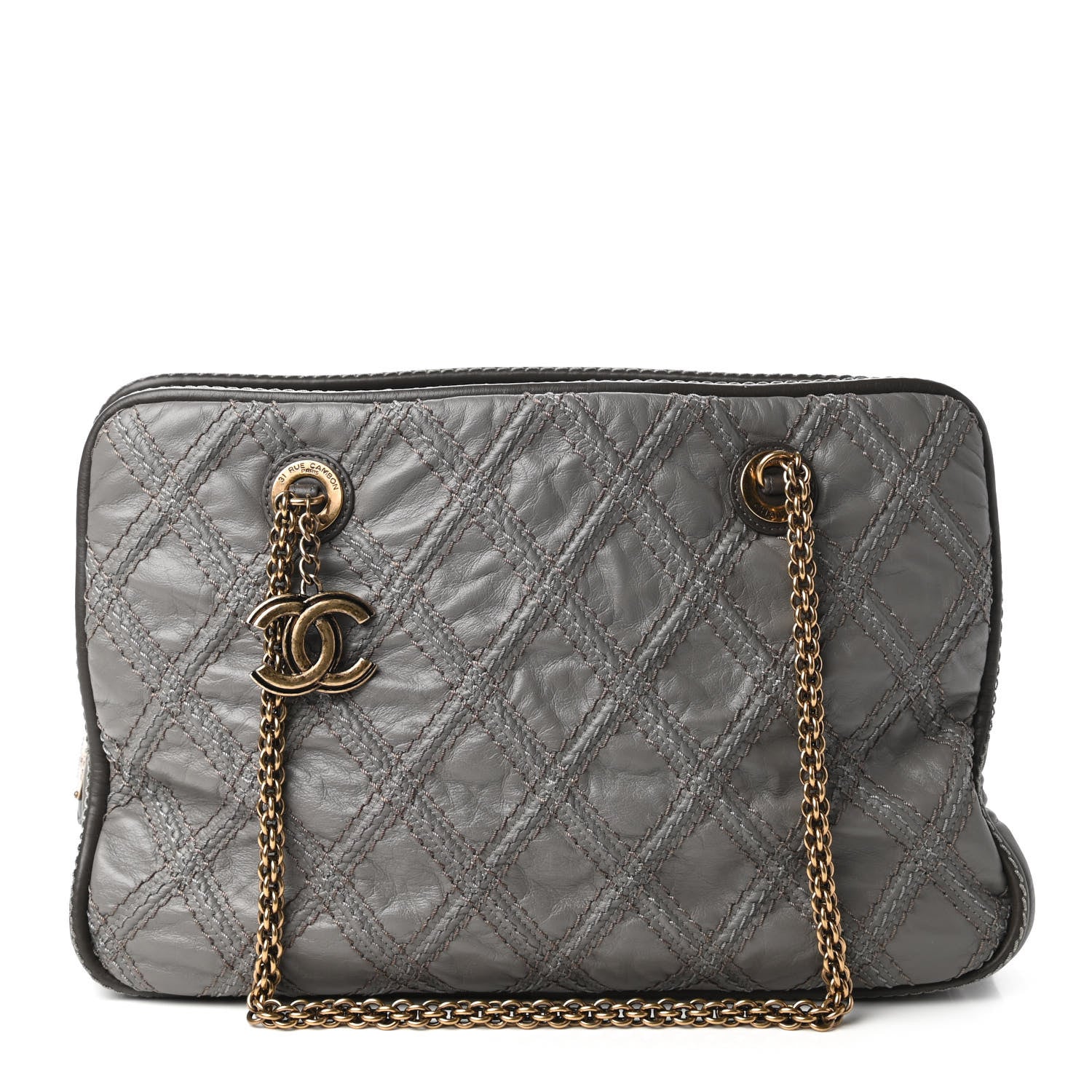 Chanel Calfskin Quilted Stitch Triptych Tote Grey 1 of 10