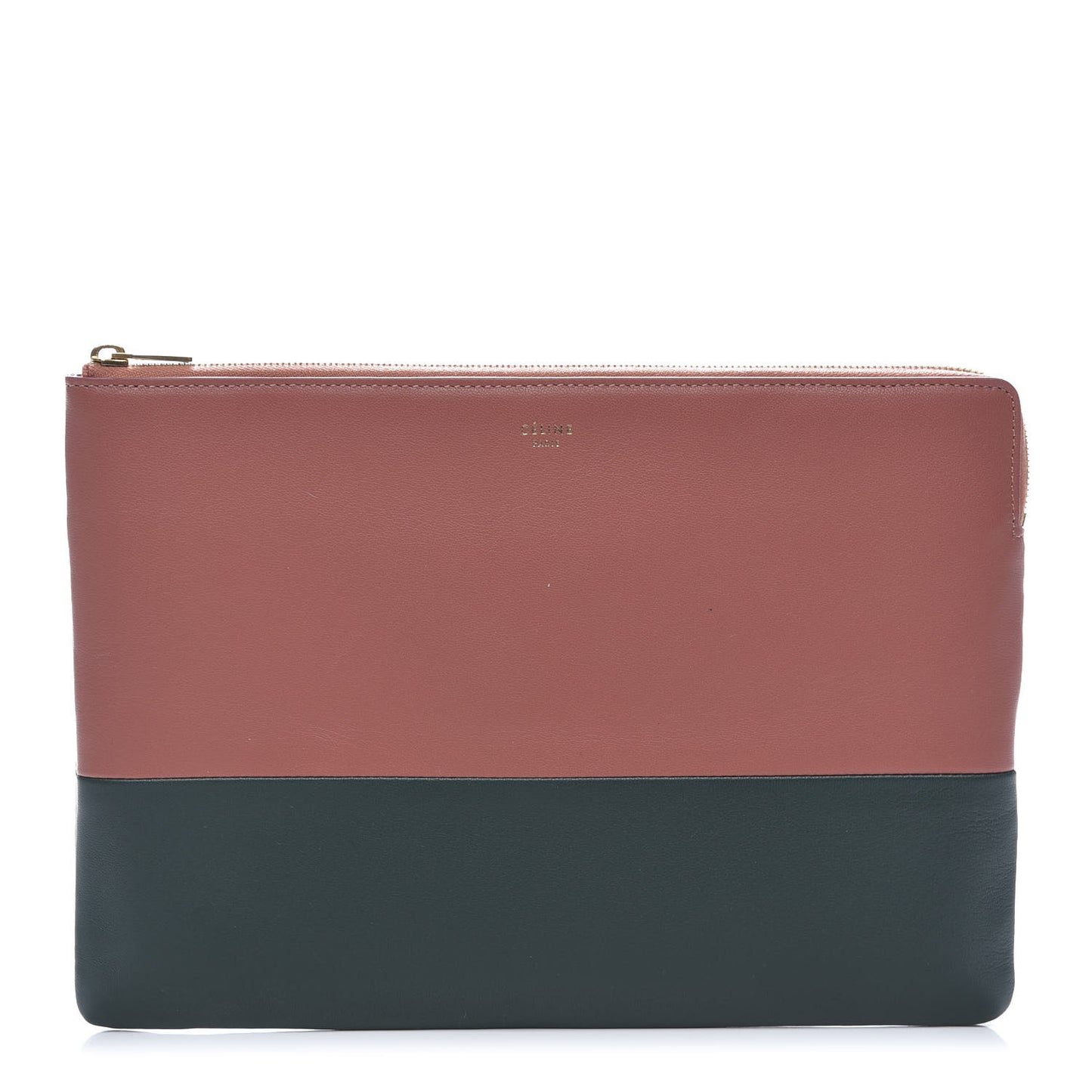 Smooth Lambskin Bi-Color Solo Clutch Pouch Peach Amazone