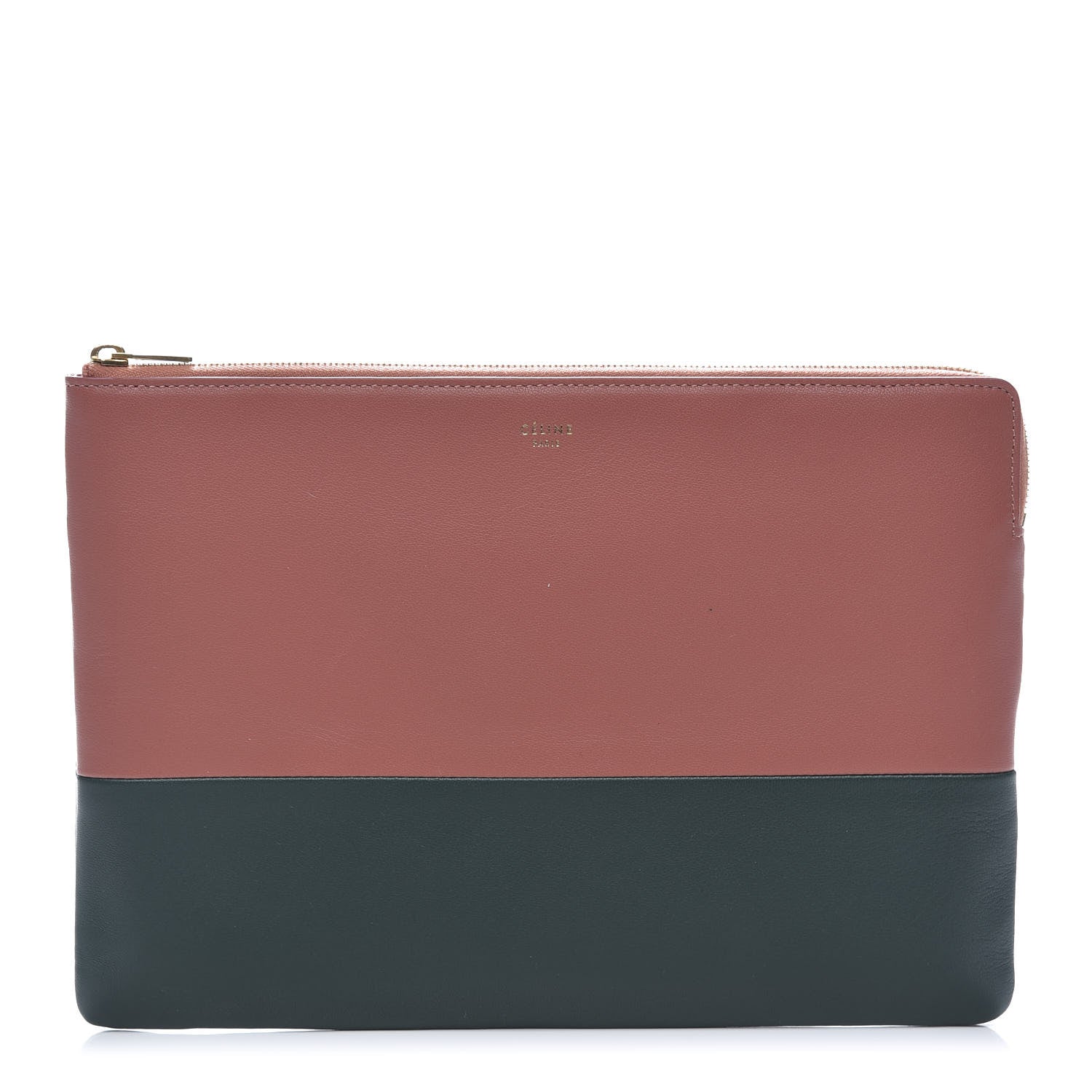 Celine Smooth Lambskin Bi-Color Solo Clutch Pouch Peach Amazone 1 of 9