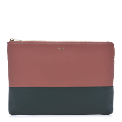 Celine Smooth Lambskin Bi-Color Solo Clutch Pouch Peach Amazone 1 of 9