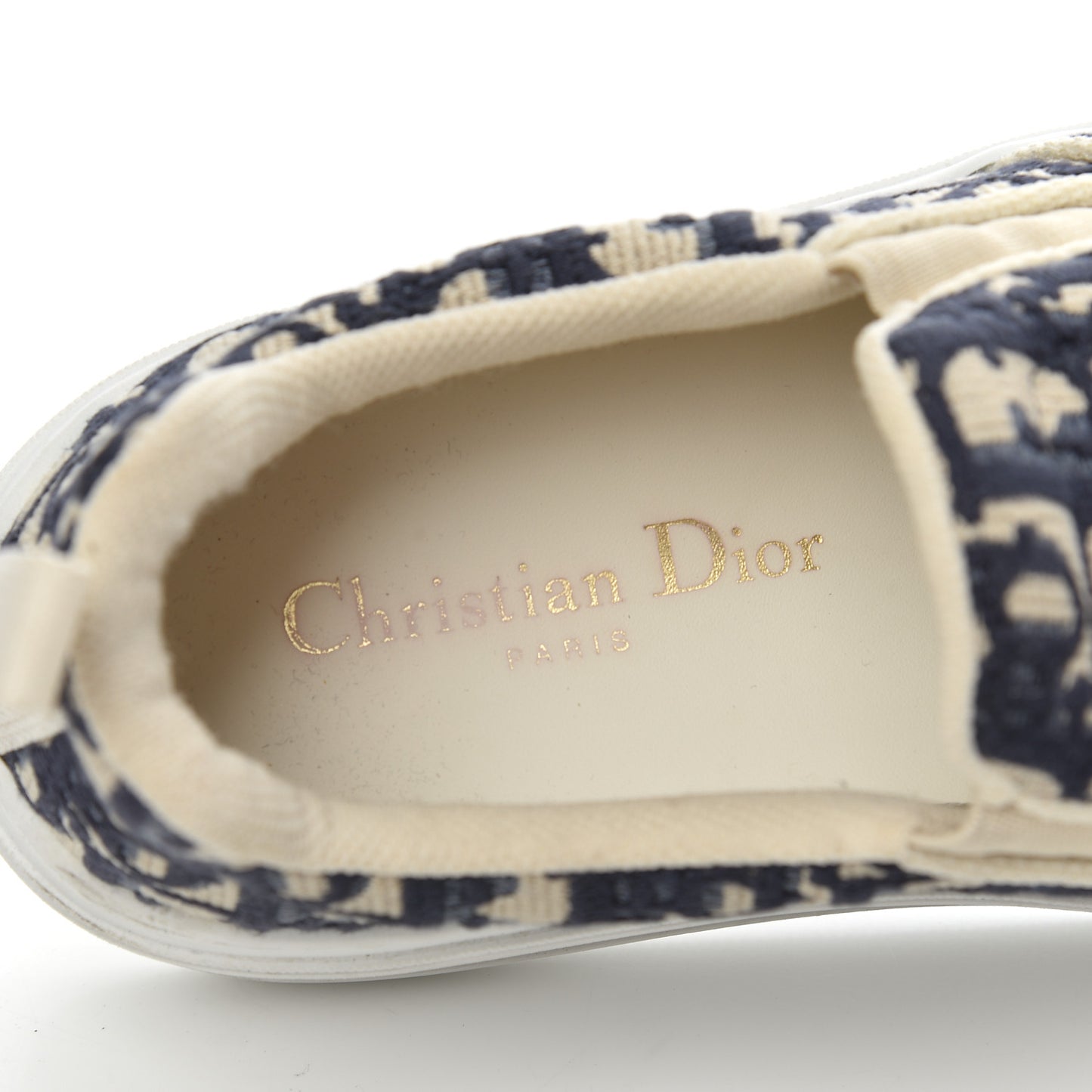 Canvas Oblique Embroidered Womens Solar Slip On Sneakers 37.5 Deep Blue