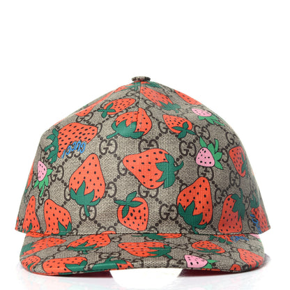 Gucci GG Supreme Monogram Strawberry Baseball Hat L Beige 2 of 10