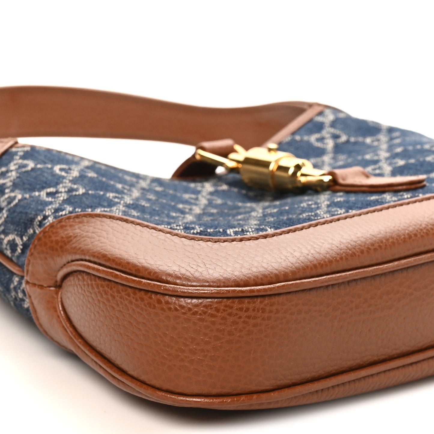 New Denim GG Monogram Calfskin Small Jackie 1961 Hobo Blue Tea Cuir Blue Tea Cuir