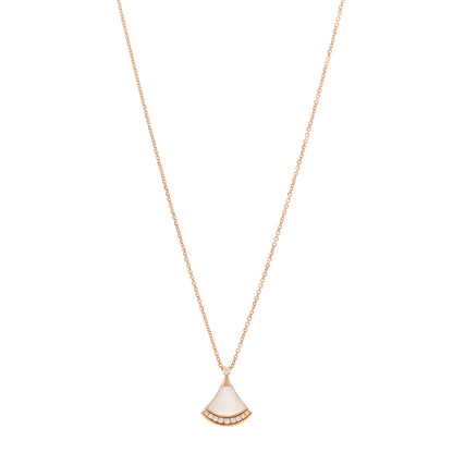 Bulgari 18K Rose Gold Diamond Mother of Pearl Divas' Dream Pave Pendant Necklace 1 of 5