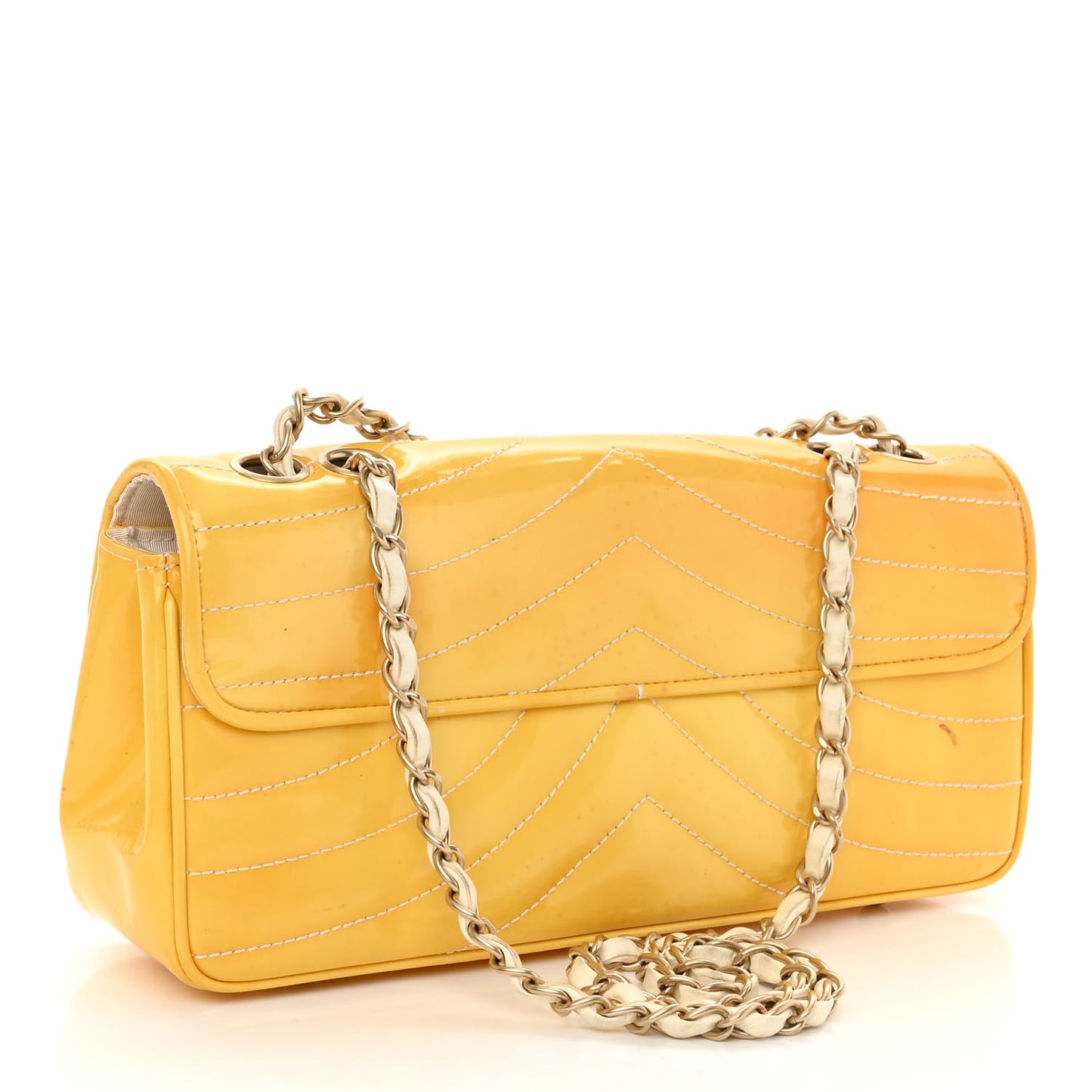 Patent Quilted East West Flap Yellow