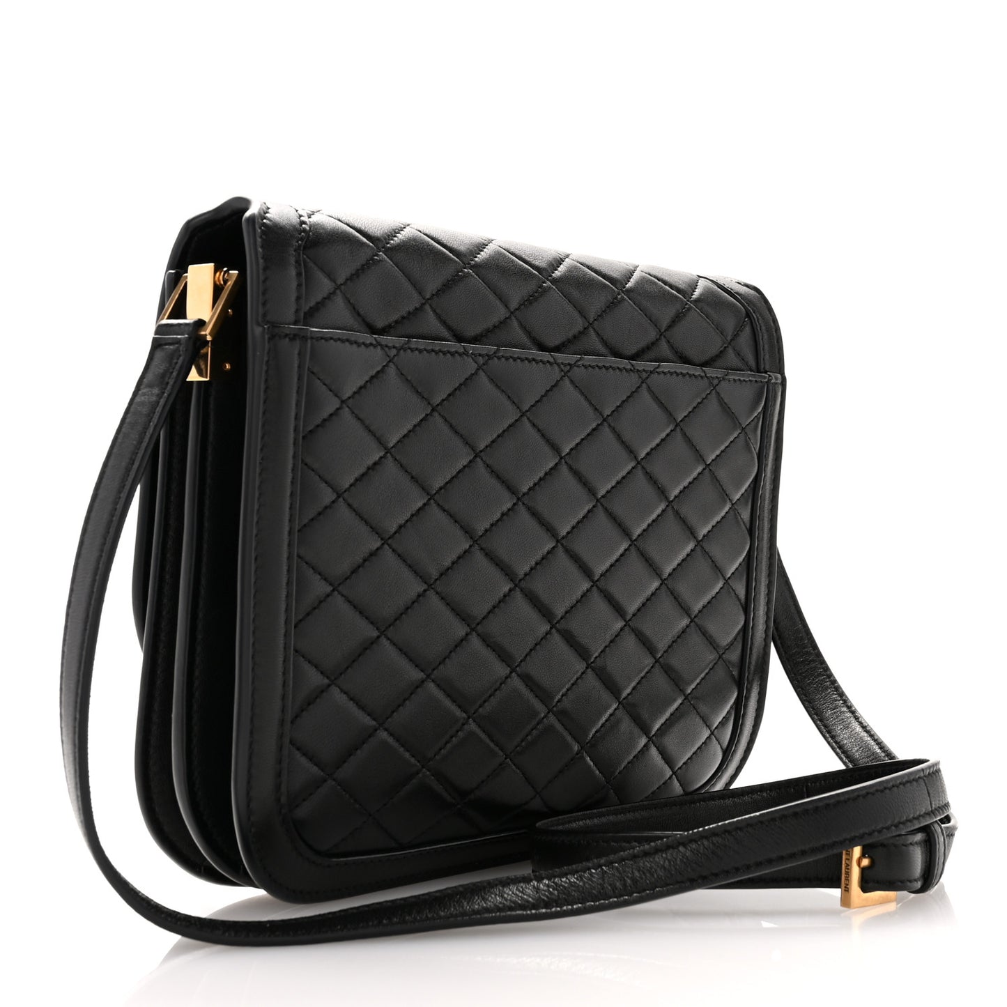 Lambskin Quilted Monogram Medium Solferino Satchel Black