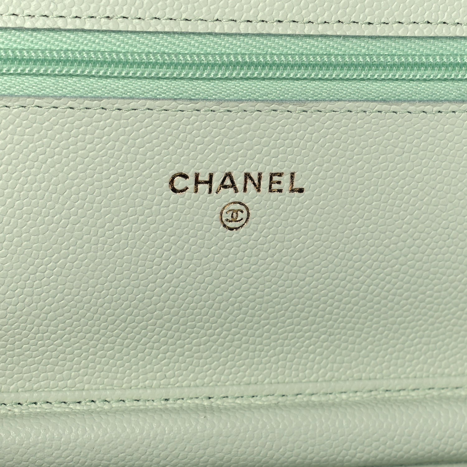 Chanel Caviar Quilted Wallet On Chain WOC Light Green 6 of 10