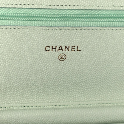 Chanel Caviar Quilted Wallet On Chain WOC Light Green 6 of 10
