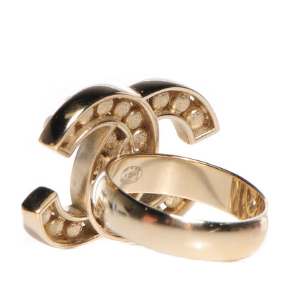 Chanel Crystal Pearl CC Ring 6.5 Gold 3 of 5