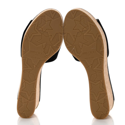 Jimmy Choo Suede Cork DeeDee Platform Wedge Slide Sandals 39 Black 5 of 8