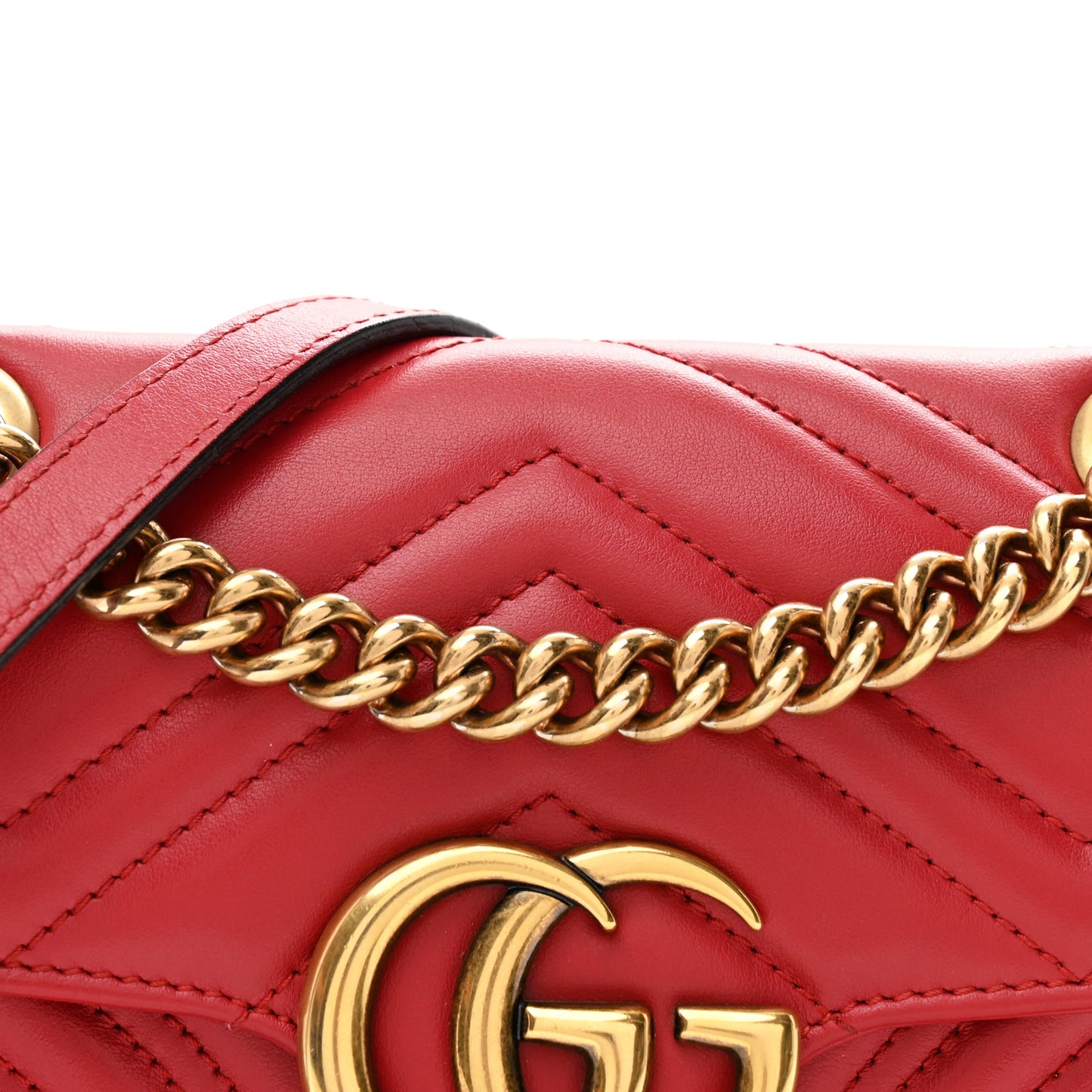 Calfskin Matelasse Mini GG Marmont Shoulder Bag Hibiscus Red