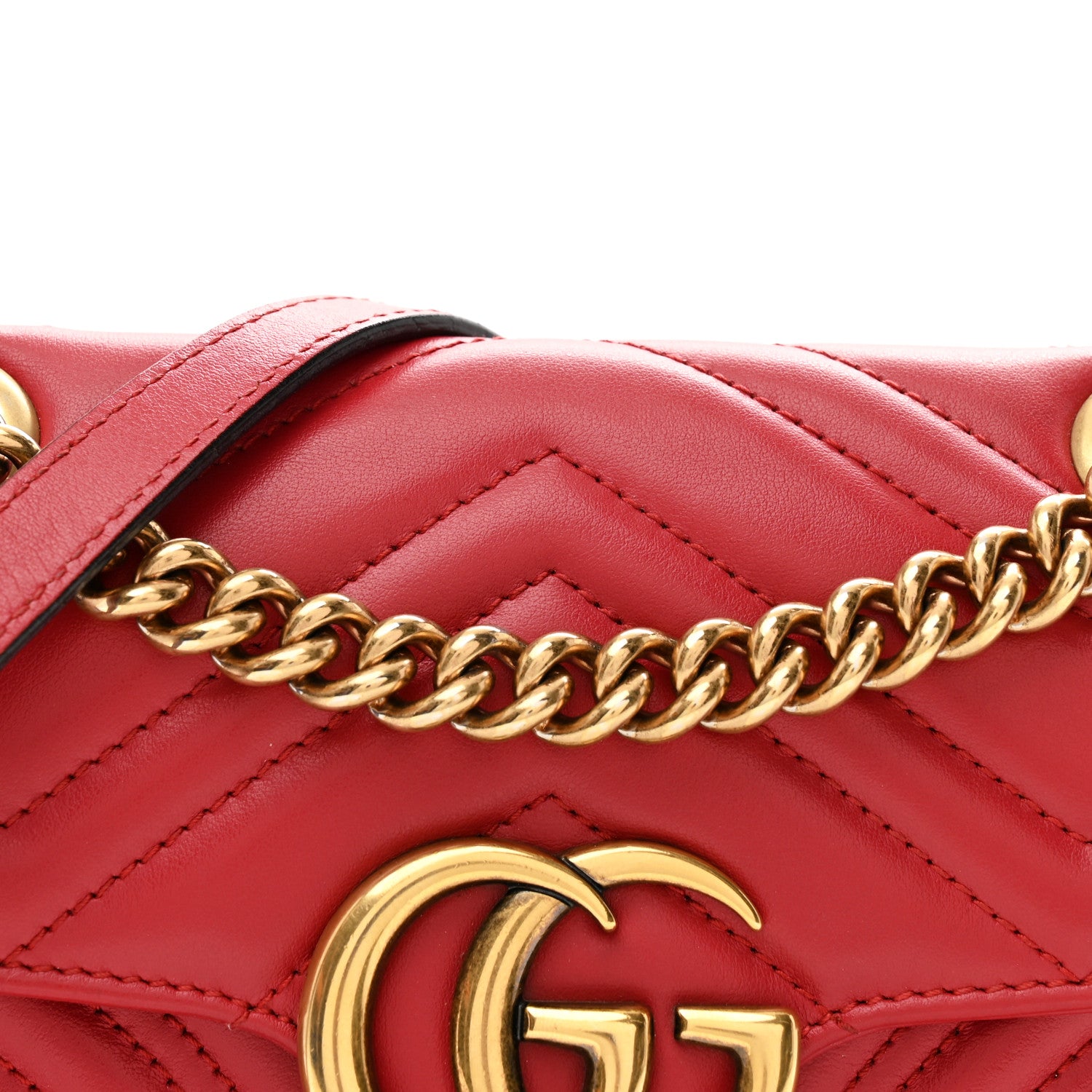 Gucci Calfskin Matelasse Mini GG Marmont Shoulder Bag Hibiscus Red 8 of 10