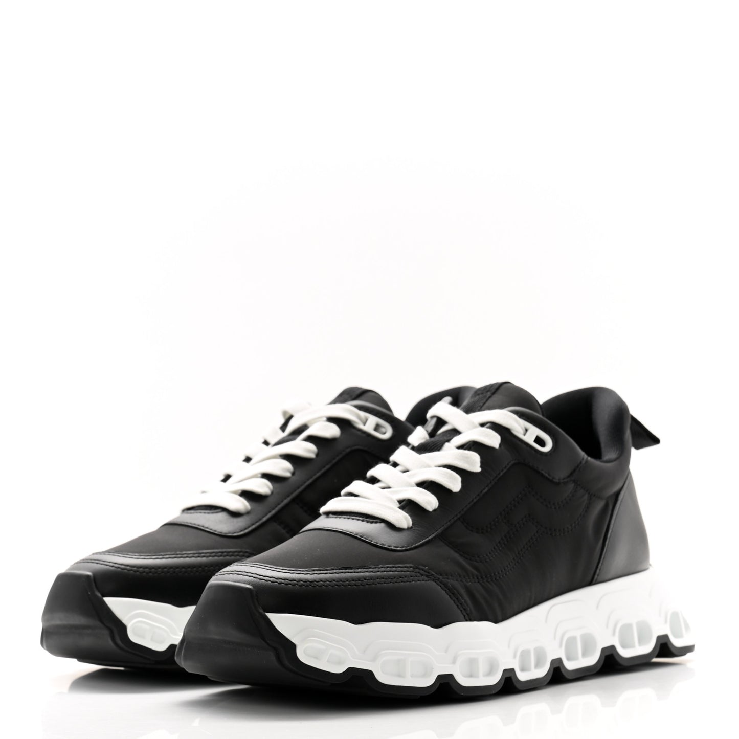 Parachute Fabric Calfskin Impulse Sneakers 40 Black