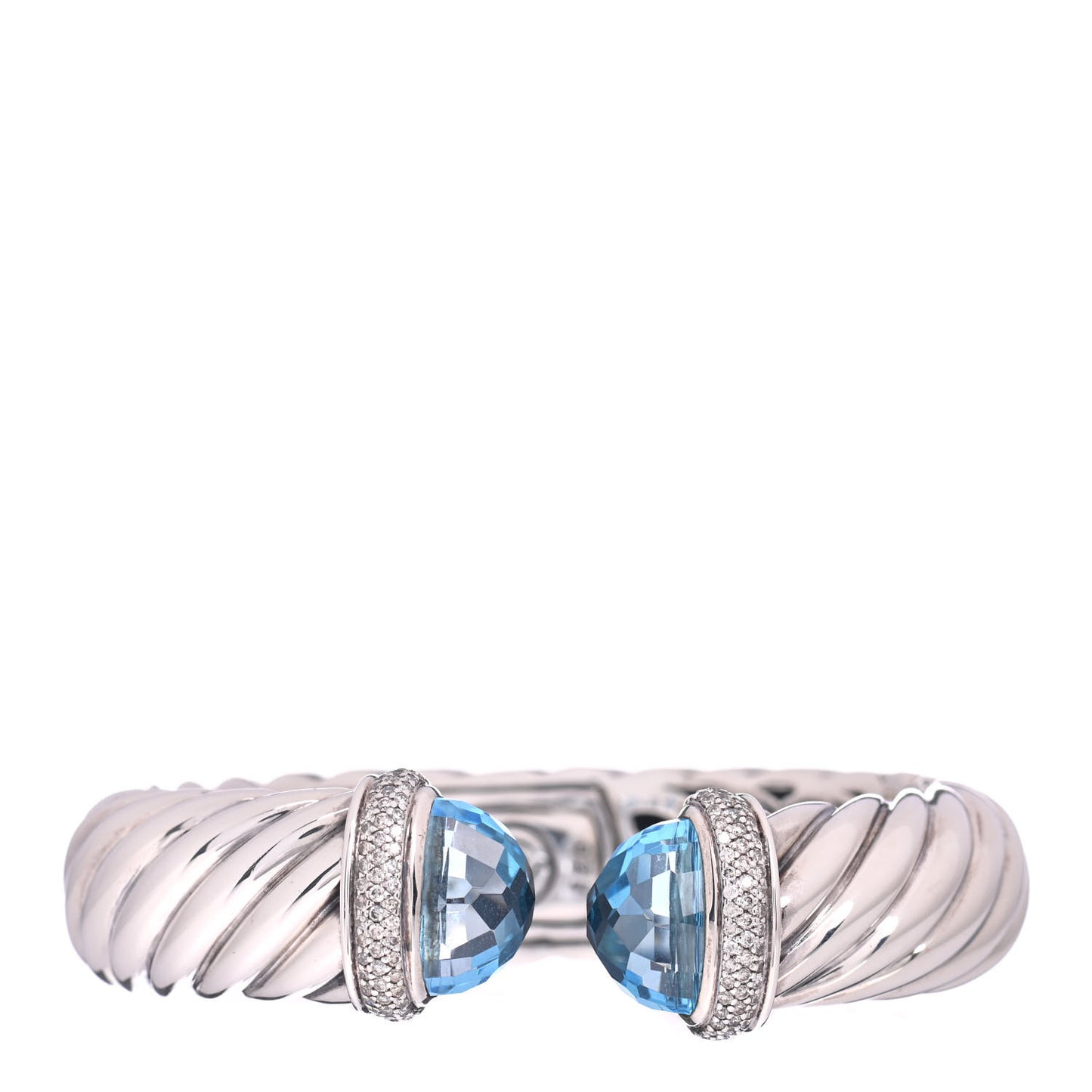 Sterling Silver Blue Topaz Diamond 18mm Waverly Bracelet