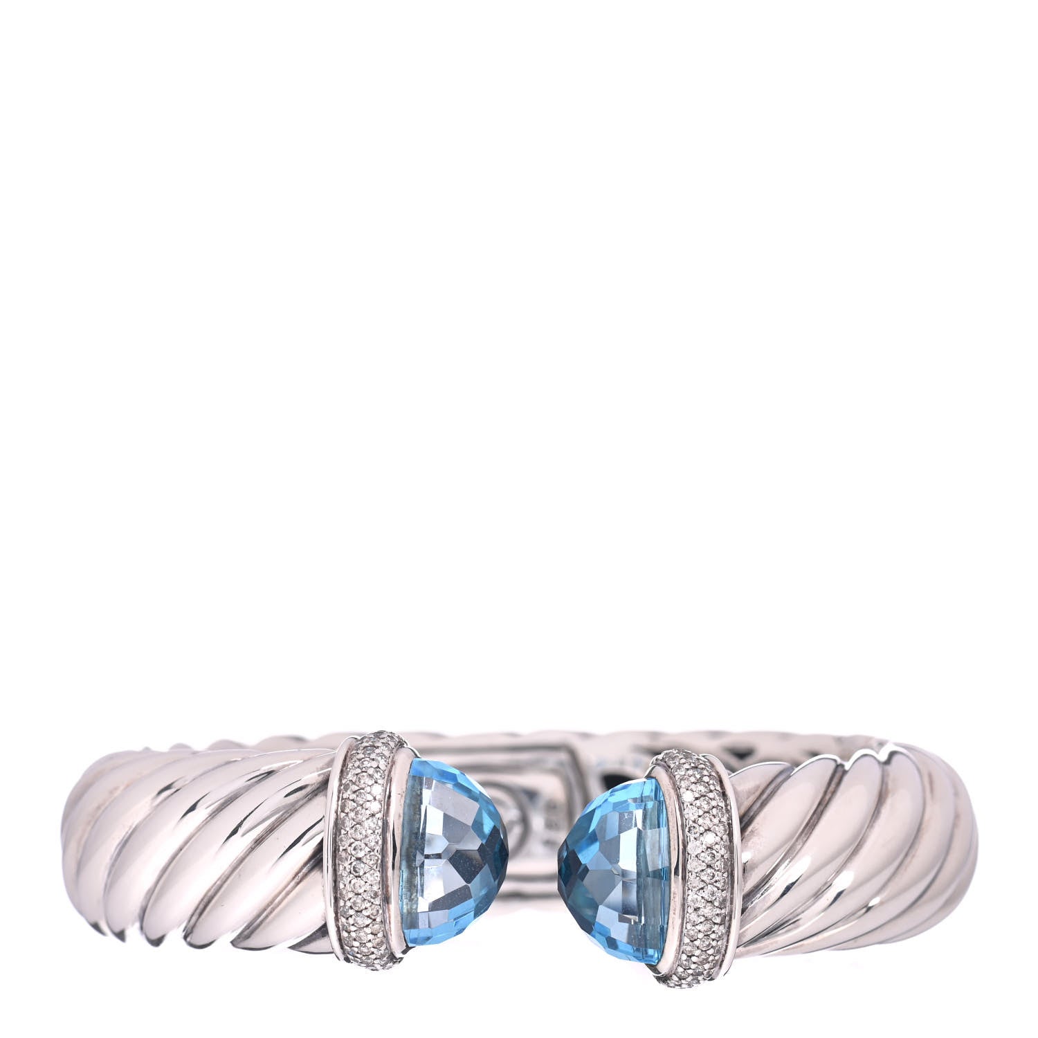 David Yurman Sterling Silver Blue Topaz Diamond 18mm Waverly Bracelet 1 of 4