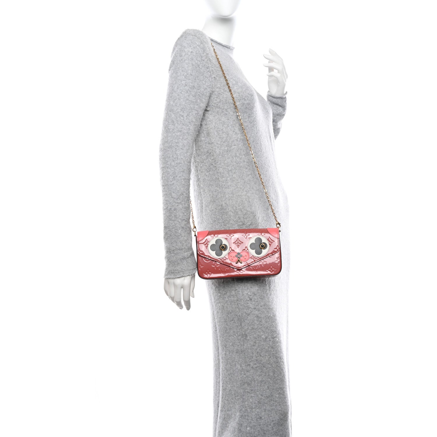 Louis Vuitton Vernis Valentine Dog Pochette Felicie Chain Wallet Pink 2 of 10