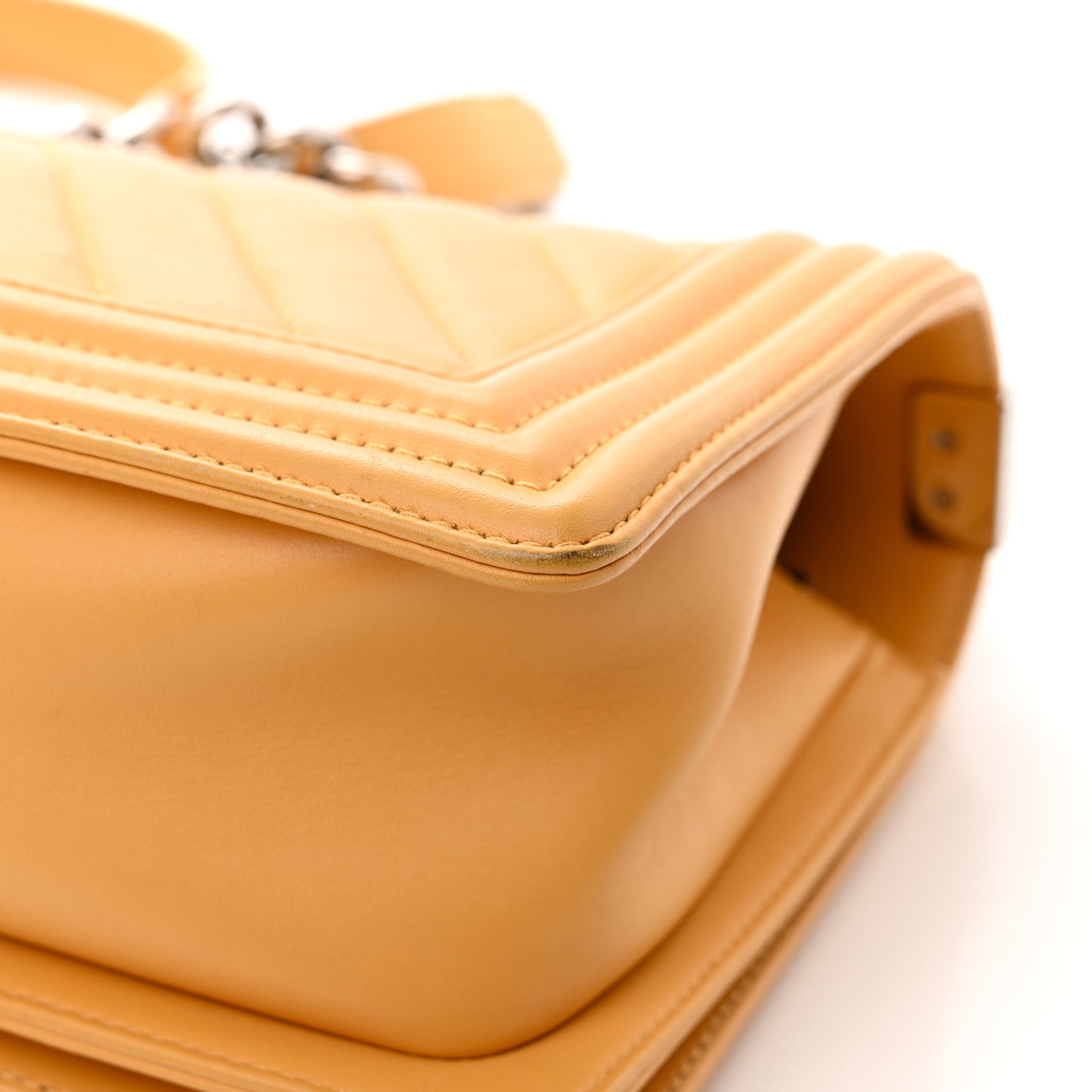 Calfskin Chevron Quilted Medium Boy Flap Yellow