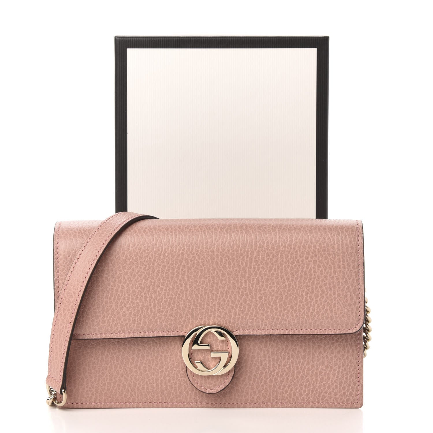Gucci Dollar Calfskin Interlocking G Chain Wallet Soft Pink 10 of 10