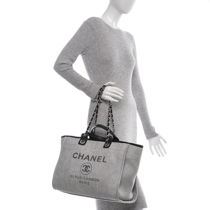 Chanel Canvas Large Deauville Tote Grey 2 of 7
