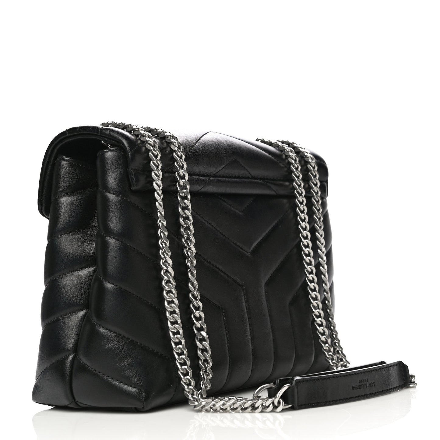 Calfskin Y Quilted Monogram Small Loulou Chain Satchel Black