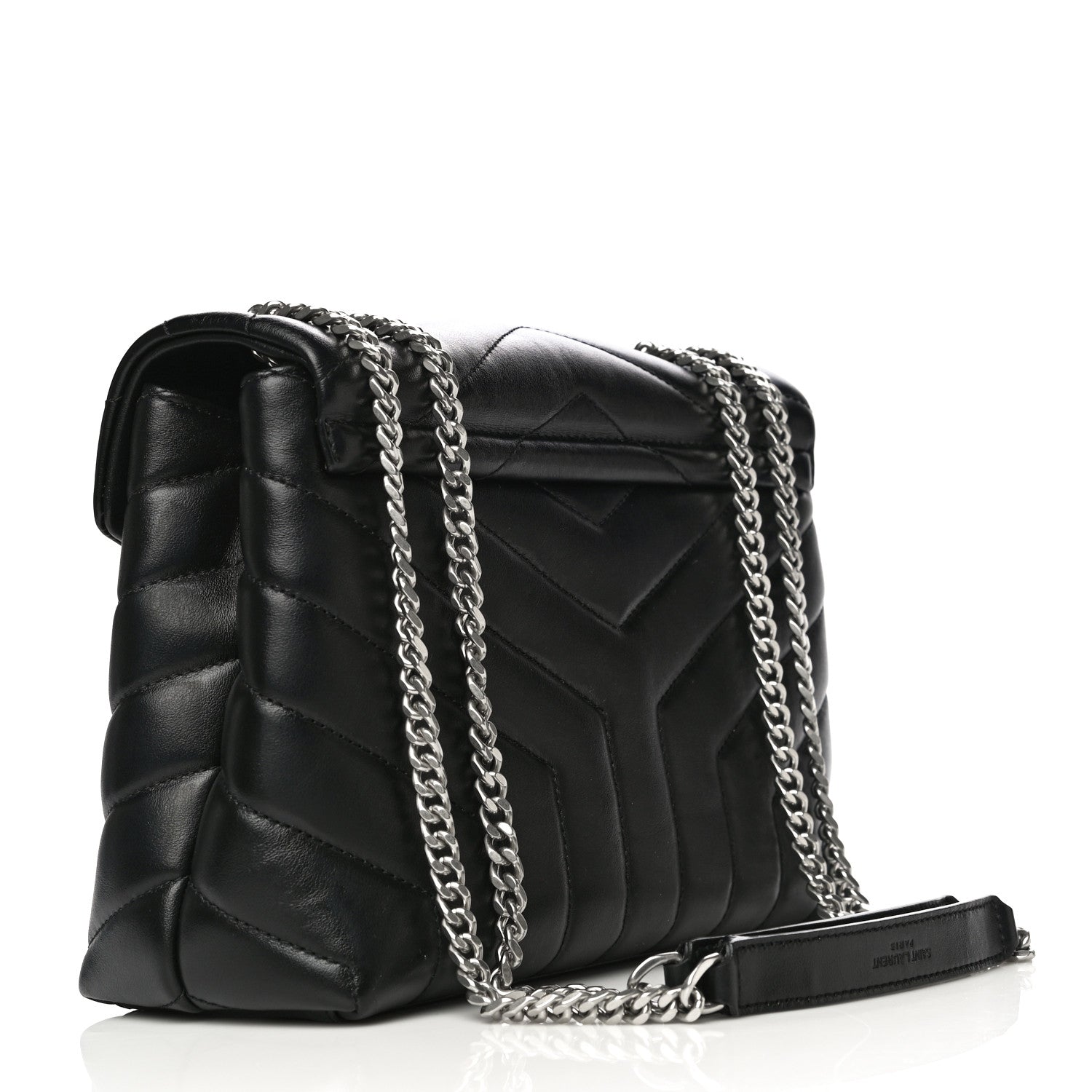 Saint Laurent Calfskin Y Quilted Monogram Small Loulou Chain Satchel Black 3 of 13