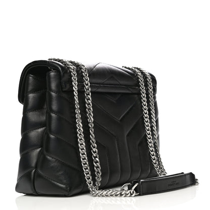 Saint Laurent Calfskin Y Quilted Monogram Small Loulou Chain Satchel Black 3 of 13