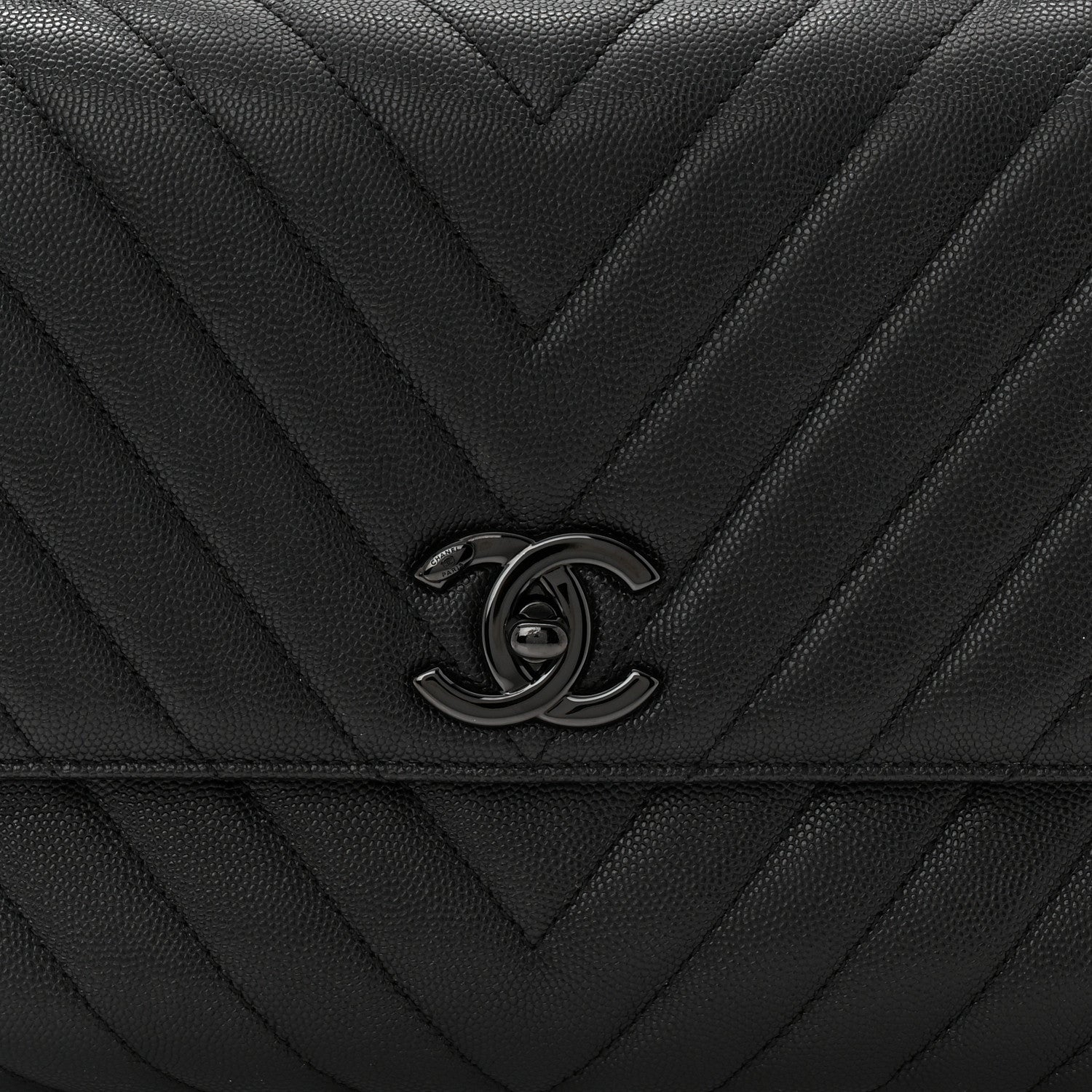 Chanel Caviar Chevron Quilted Small Coco Handle Flap So Black 8 of 10