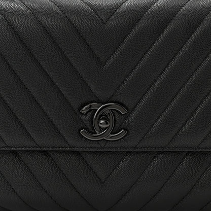 Chanel Caviar Chevron Quilted Small Coco Handle Flap So Black 8 of 10