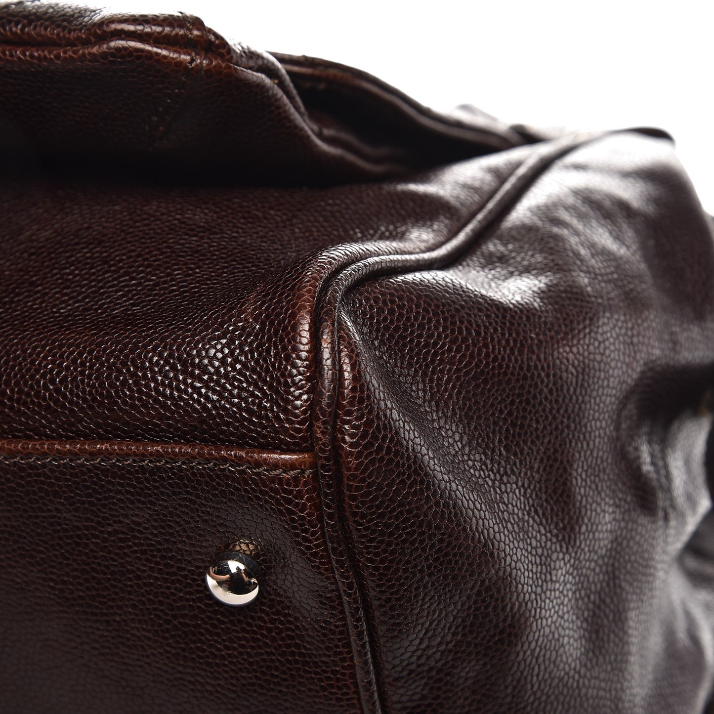 Caviar Quilted Mademoiselle Satchel Brown