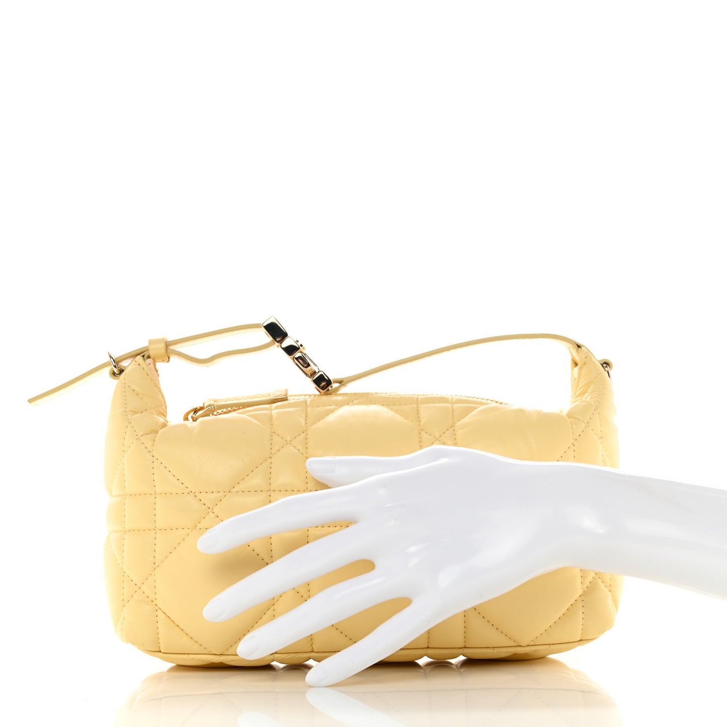 Calfskin Macrocannage Medium Diortravel Nomad Pouch Pale Yellow