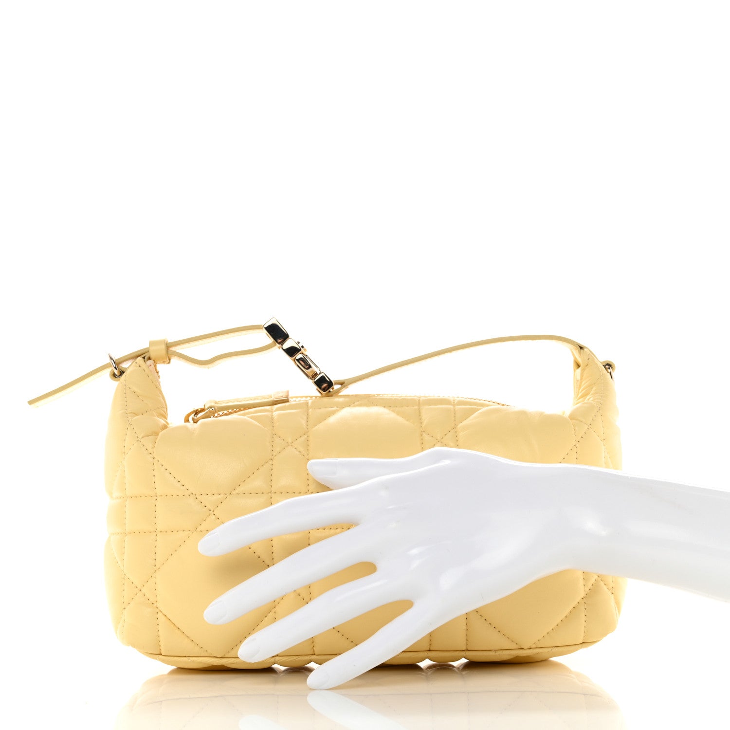 Christian Dior Calfskin Macrocannage Medium Diortravel Nomad Pouch Pale Yellow 2 of 8