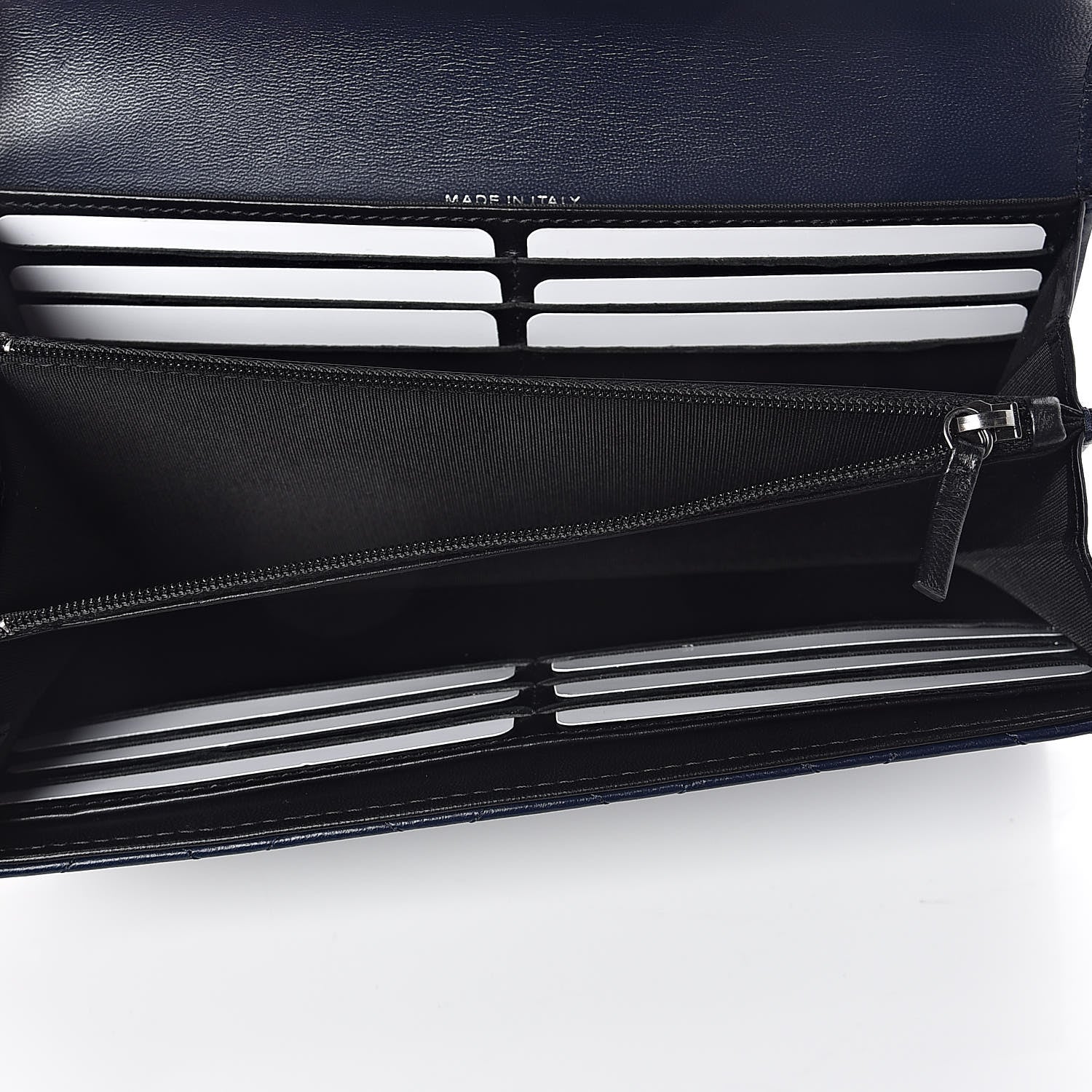 Chanel Lambskin Quilted Large Gusset Flap Wallet Navy Black 5 of 9