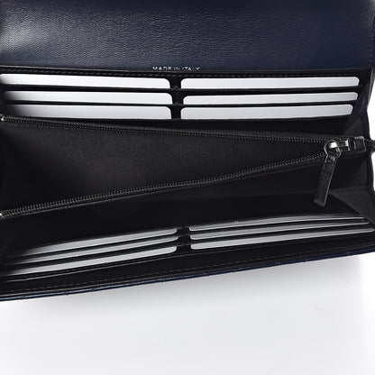 Chanel Lambskin Quilted Large Gusset Flap Wallet Navy Black 5 of 9