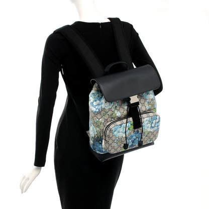 Gucci GG Supreme Monogram Blooms Medium Single Buckle Backpack Beige Blue Navy 2 of 8