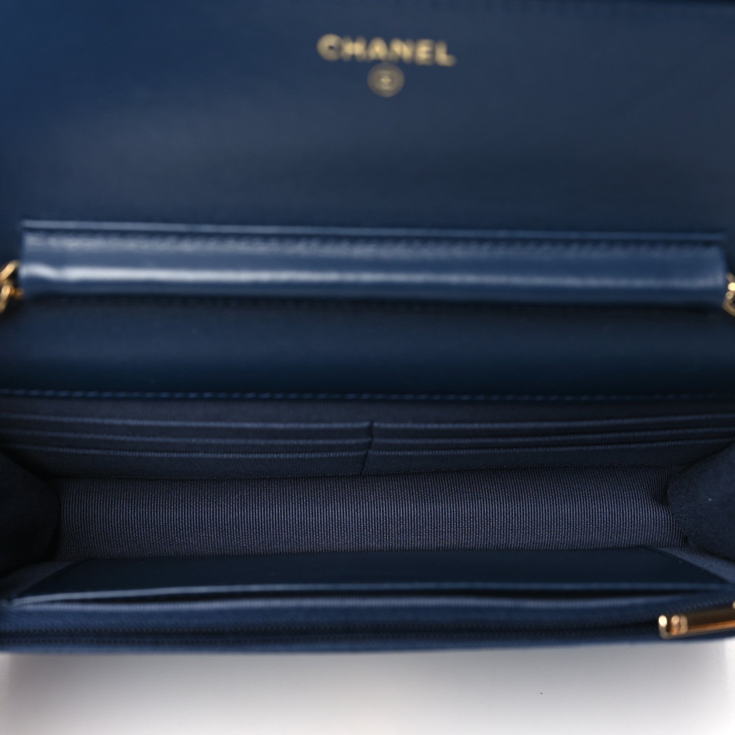Chanel Denim Printed Wallet On Chain WOC Dark Blue 5 of 11