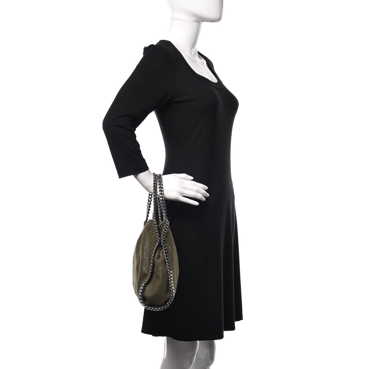 Shaggy Deer Mini Falabella Fold Over Tote Olive