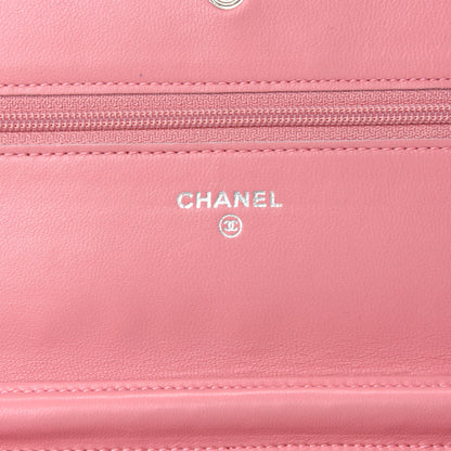 Chanel Lambskin Camellia Embossed Wallet On Chain WOC Pink 8 of 11