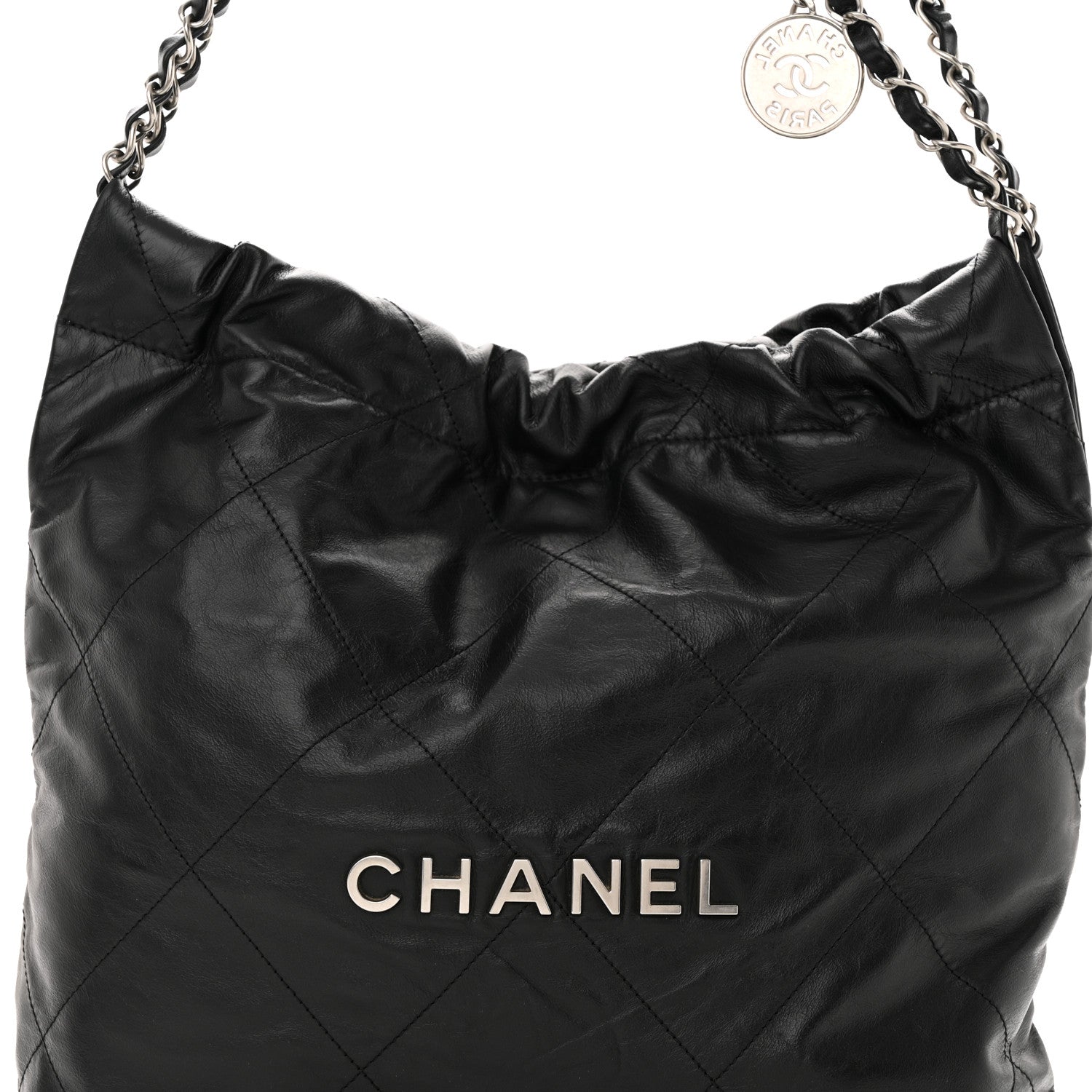 Chanel Shiny Calfskin Quilted Small Chanel 22 Black 9 of 13