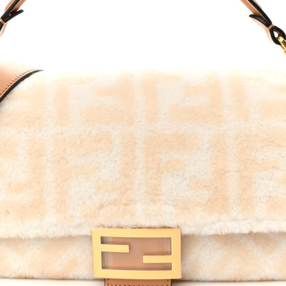 Fendi Shearling Vitello Dolce Macro FF 1974 Baguette White Ice Cuoio Miele Scuro 7 of 9