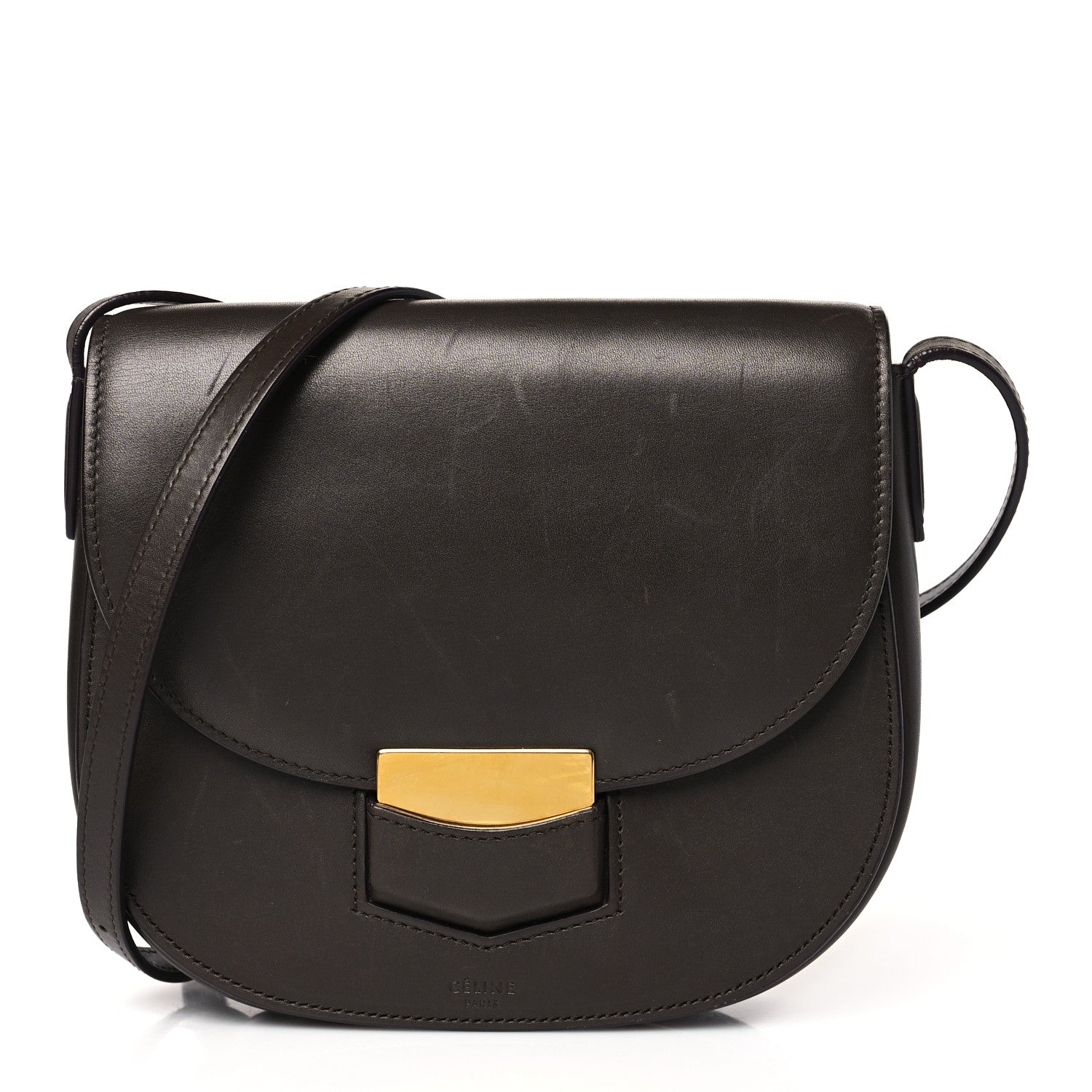 Celine Smooth Calfskin Small Trotteur Dark Brown 1 of 11