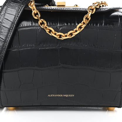 Alexander McQueen Calfskin Crocodile Embossed Box Shoulder Bag 19 Black 9 of 10