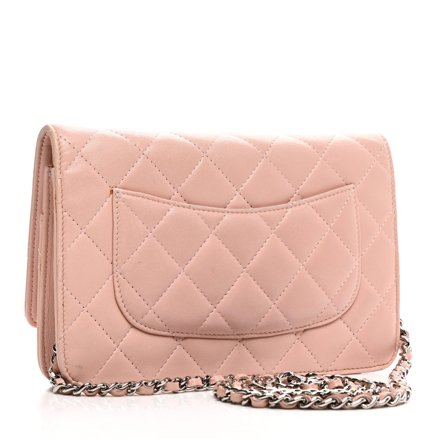 Chanel Lambskin Quilted Wallet On Chain WOC Pink 3 of 12