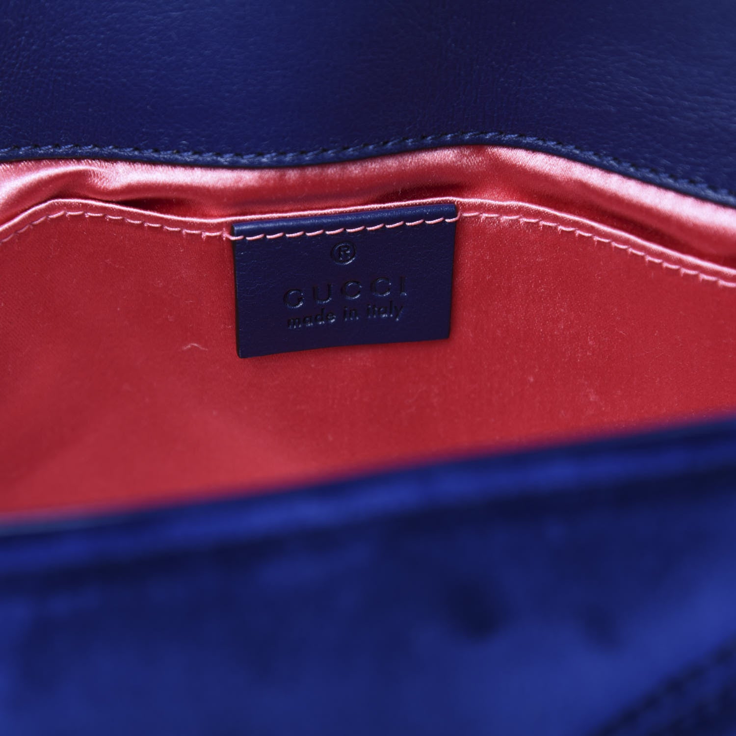 Gucci Velvet Matelasse Embroidered Mini GG Marmont Shoulder Bag Cobalt Blue 7 of 11