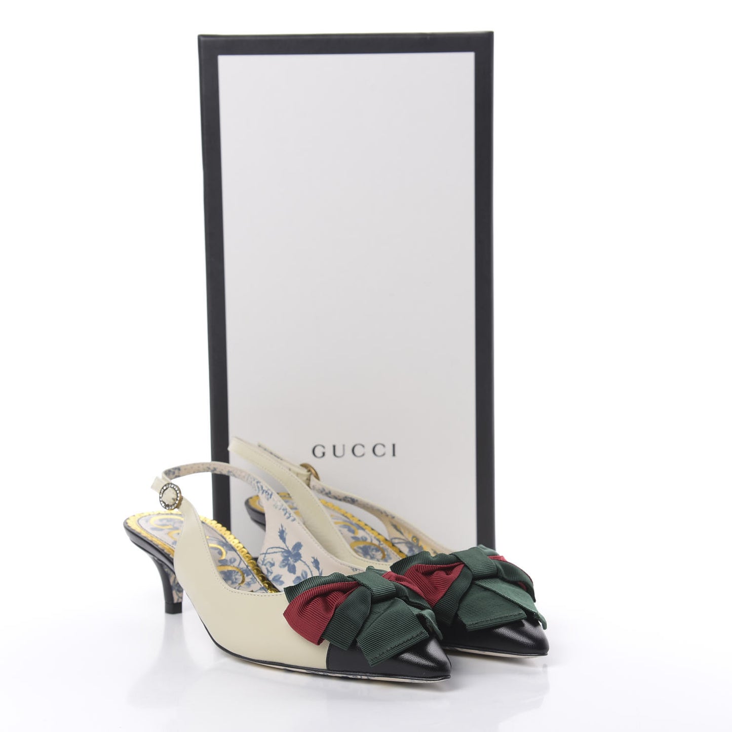 Malaga Kid Web Bow Jane Low Heel Slingback Pumps 35.5 Off White