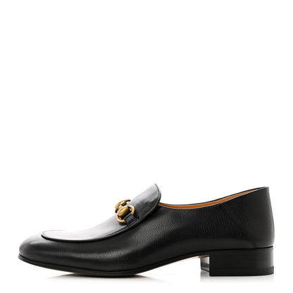 Gucci Goatskin Womens Horsebit Mid-Heel Loafers 39.5 Black 1 of 9