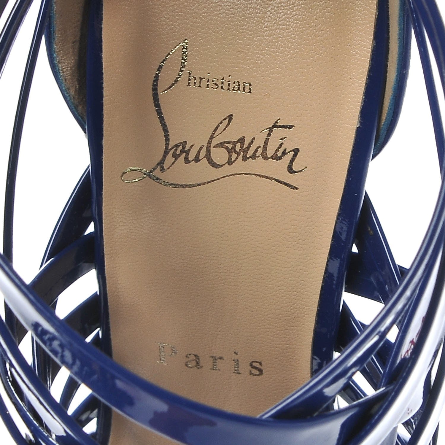 Christian Louboutin Patent Arakna 100 Cage Sandals 38 Neptune 5 of 8