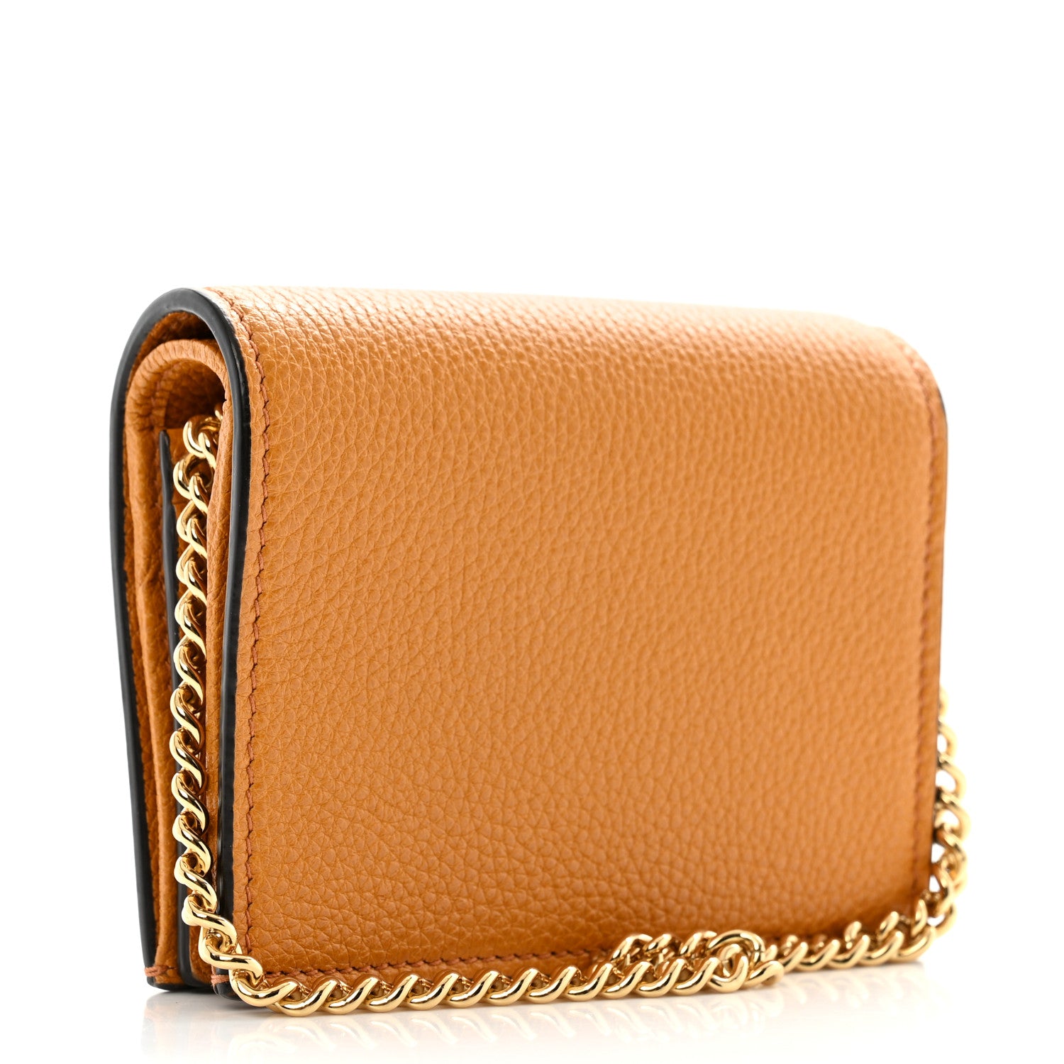 Gucci Grainy Calfskin Zumi Chain Card Case Wallet Friky Taupe 3 of 12